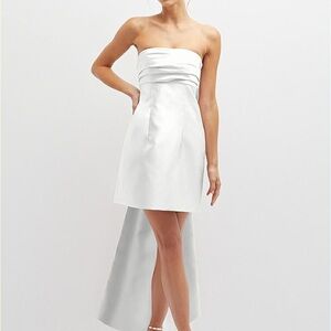 Women's Strapless Satin Column Dress with Bow